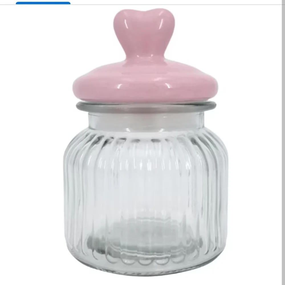 Pink Heart Lid Glass Jar - Picture 1 of 6